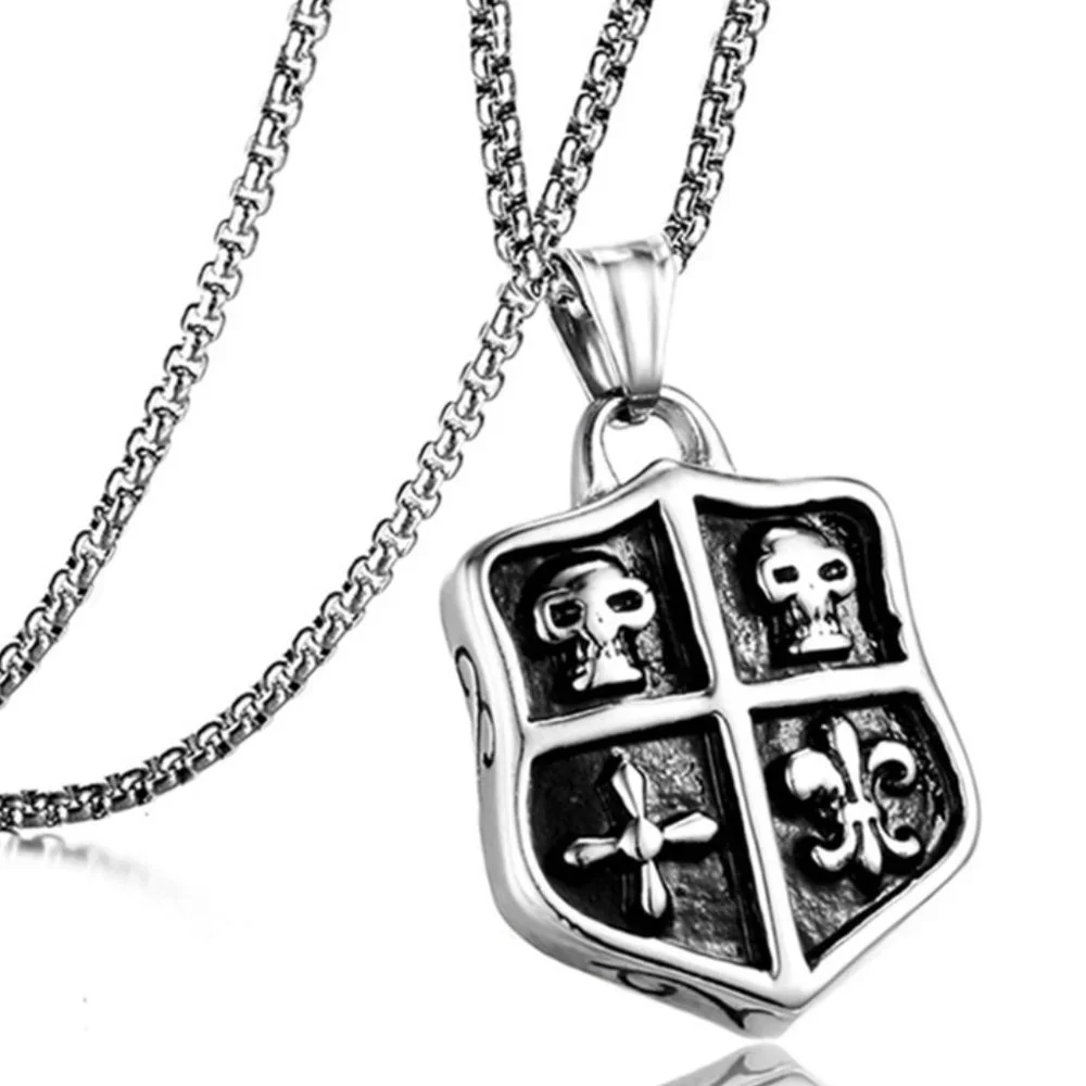 ❤️Stainless steel punk skull pendant necklace for women/men, N90201P181